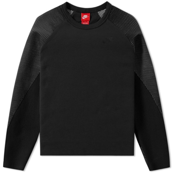 NWT! Nike Tech Fleece Mix Crew, Size M, Black, MSRP $200 - Picture 1 of 13